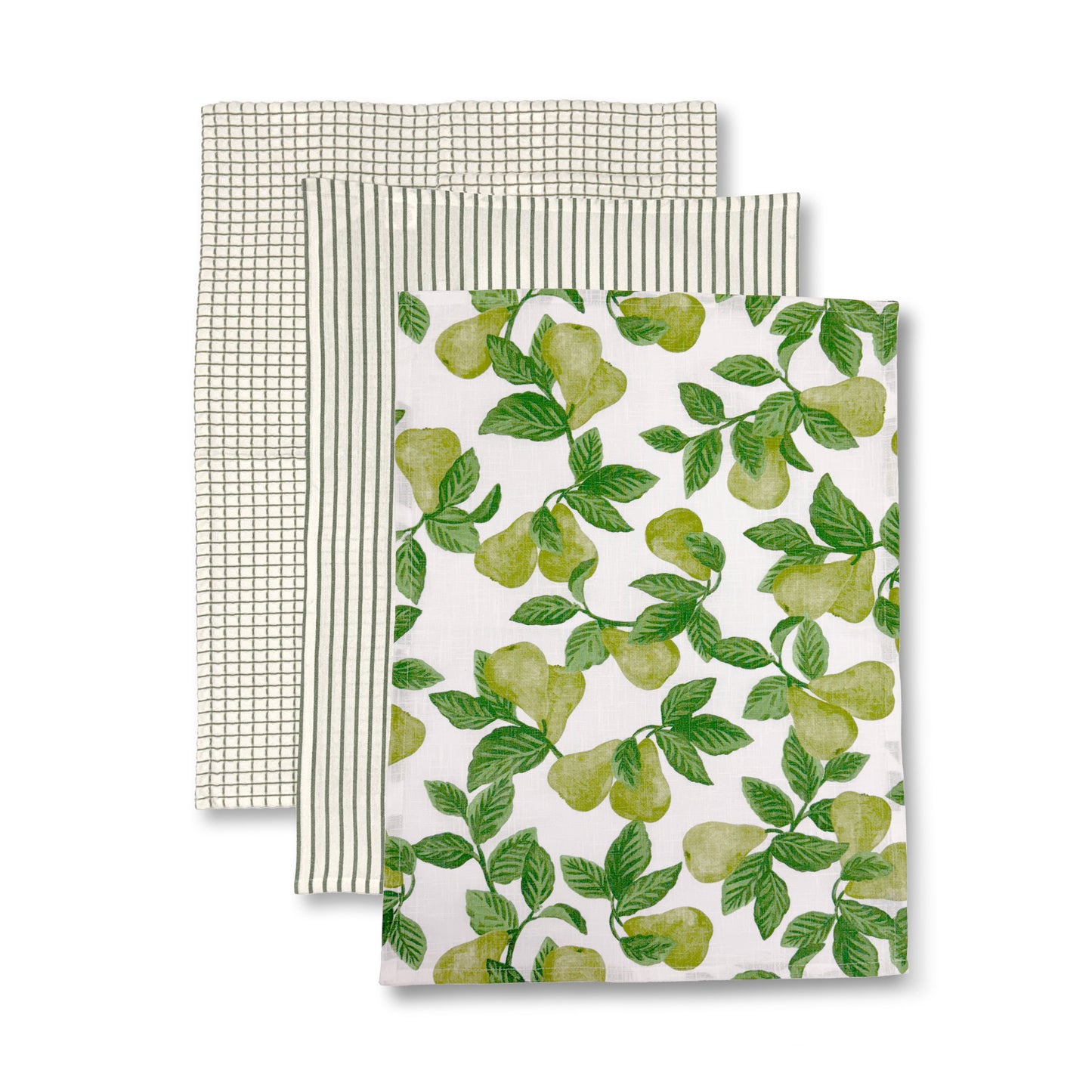 Pear Tree Green Teatowel Pack 3