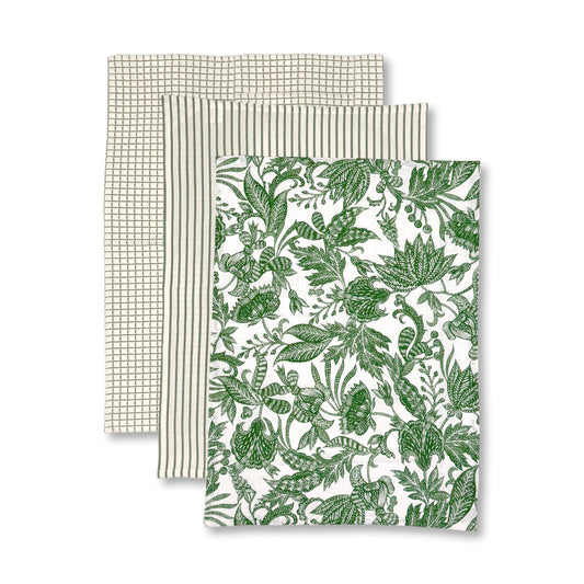 Samara Green Teatowel Pack 3