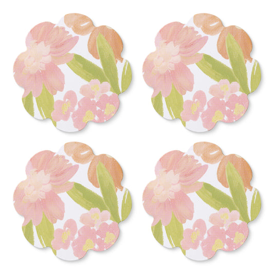 Rosie Scallop Edge Round Coaster Set 4