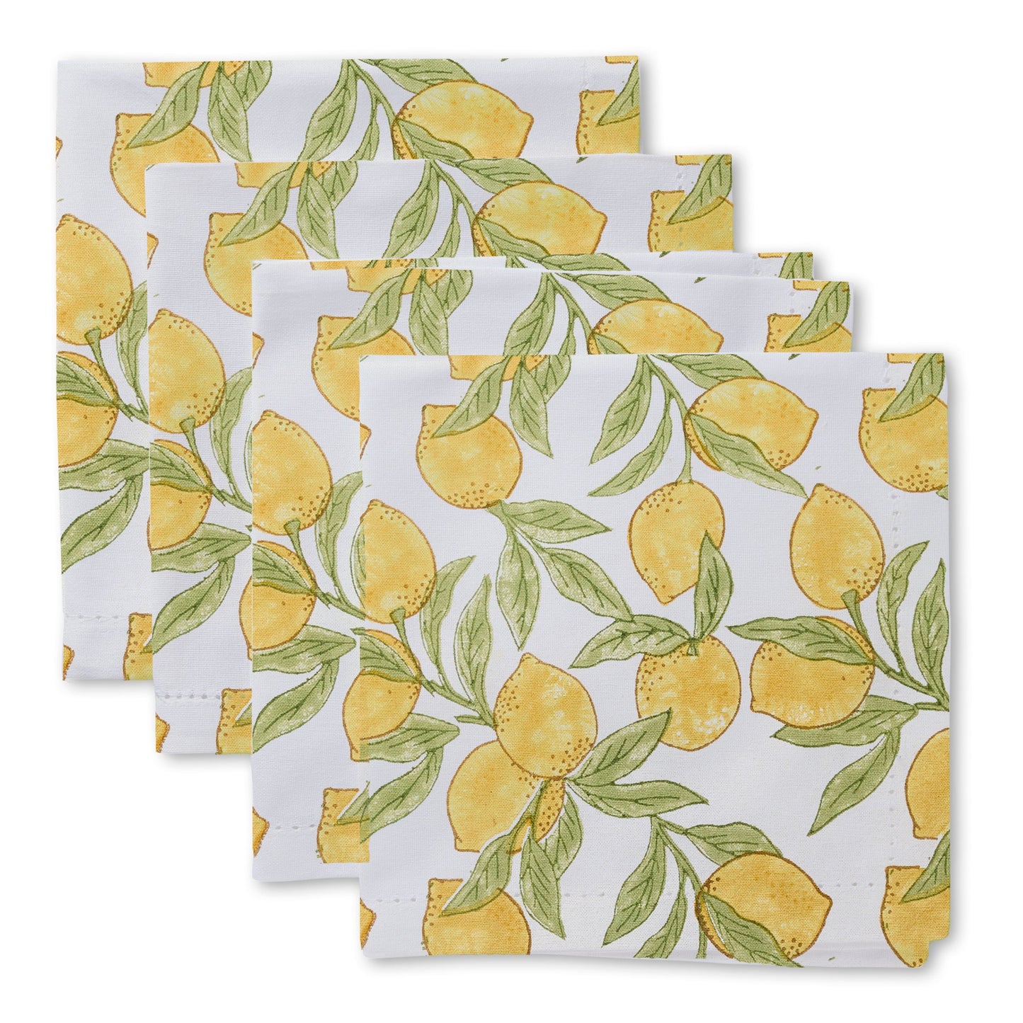 Lemon Block Print Napkin Set 4