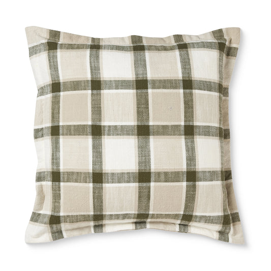 Keaton Green Slub Check Cushion