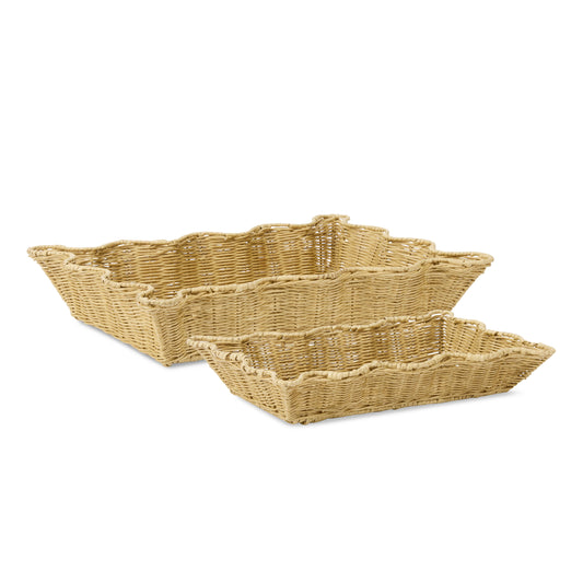 Clovelly Rattan Wavy Tray Set Of 2