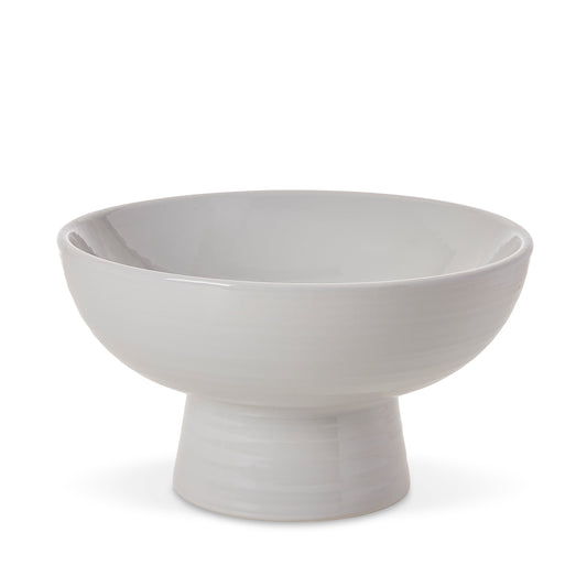 Ceramic Light Grey Blue Pedestal Bowl