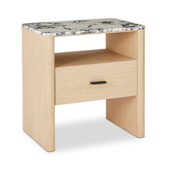 Oscar B&W Marble Oak Bedside Table