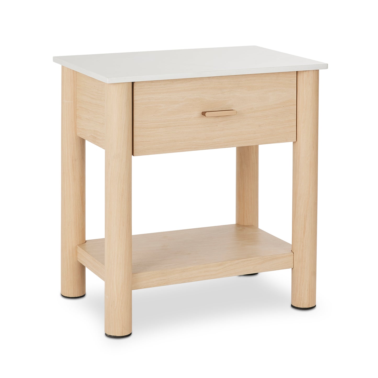 Somerset White Marble/Oak Bedside Table