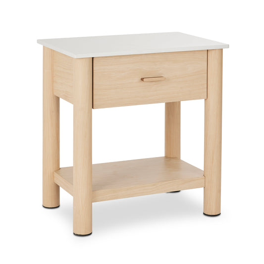 Somerset White Marble/Oak Bedside Table