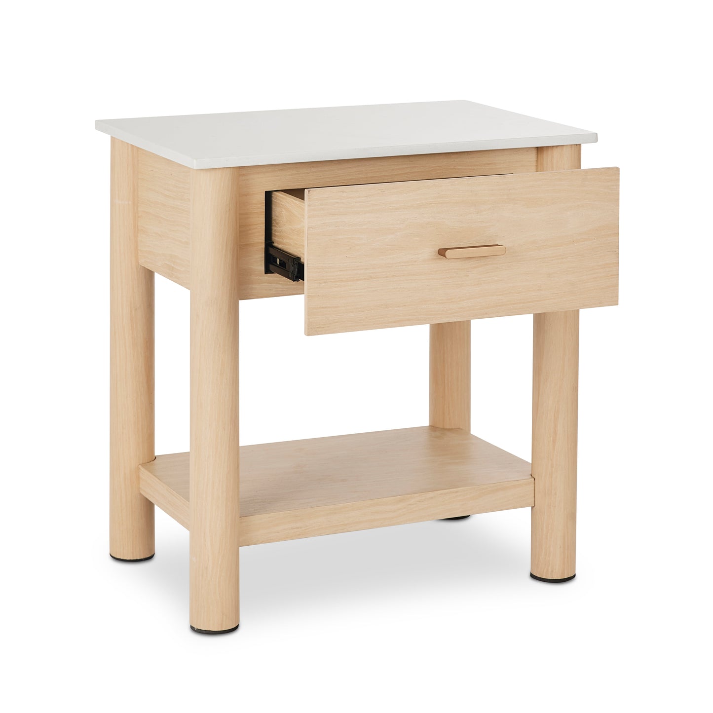 Somerset White Marble/Oak Bedside Table