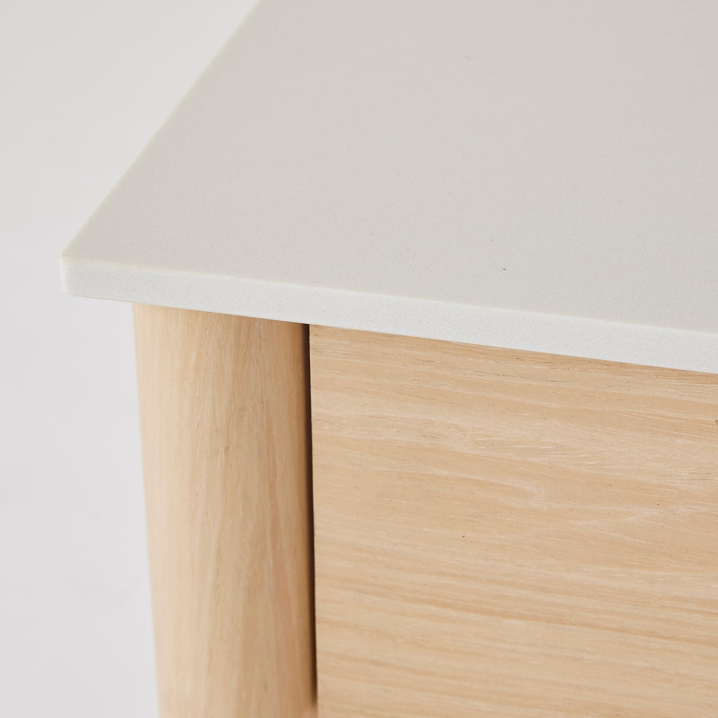 Somerset White Marble/Oak Bedside Table