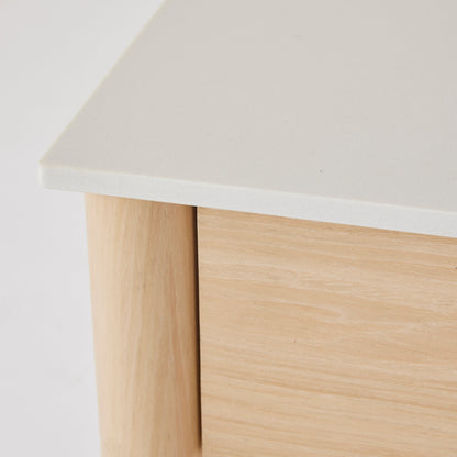 Somerset White Marble/Oak Bedside Table