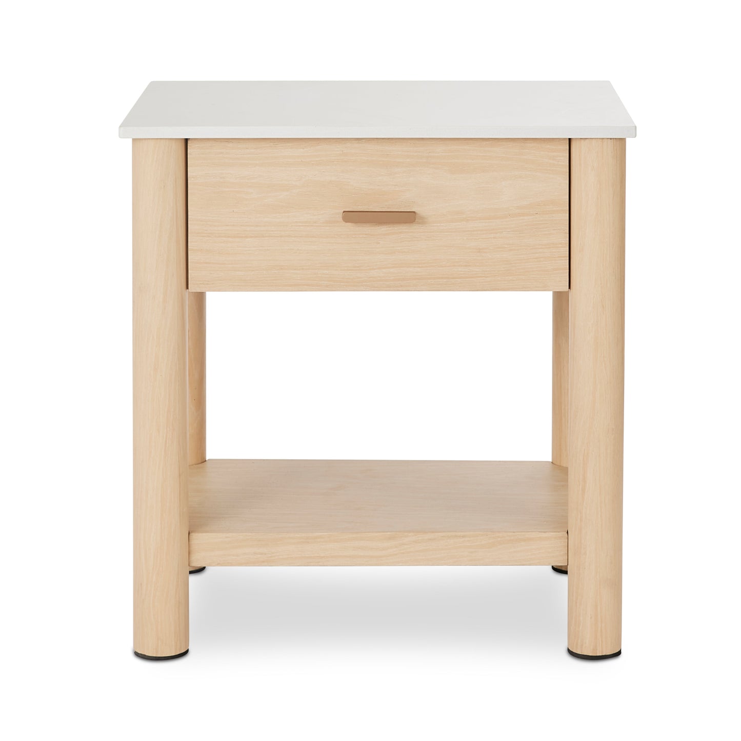 Somerset White Marble/Oak Bedside Table