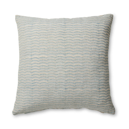 Neera Blue Scallop Block Print Cushion