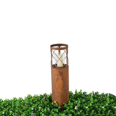 Rust Round Pillar Candle Holder