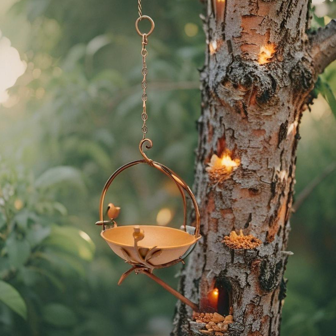 Hanging Birdfeeder on Branch w/2 Birds 21x20x29-51cm