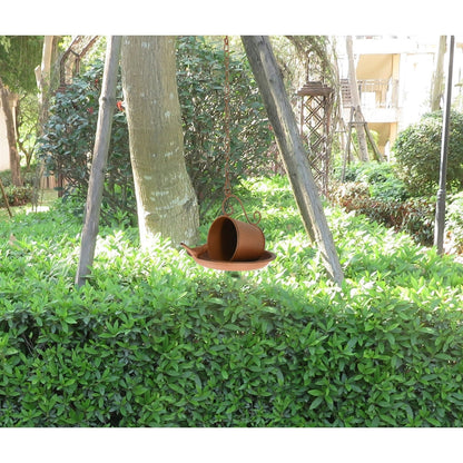 Rust-Look Hanging Cup + Saucer Birdfeeder 21x16x45cm