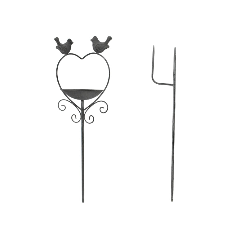 100cm Heart w/Birdfeeder + 2 Birds Garden Stake 18.5x12.5x100cm