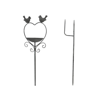 100cm Heart w/Birdfeeder + 2 Birds Garden Stake 18.5x12.5x100cm