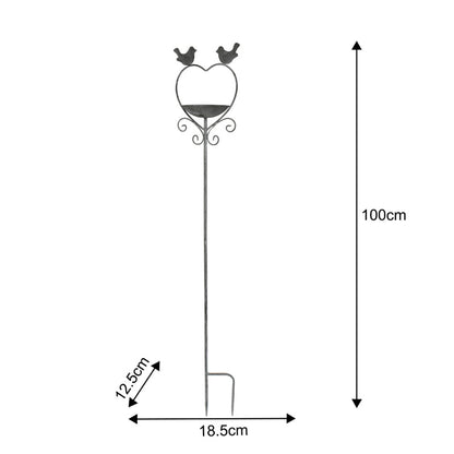 100cm Heart w/Birdfeeder + 2 Birds Garden Stake 18.5x12.5x100cm