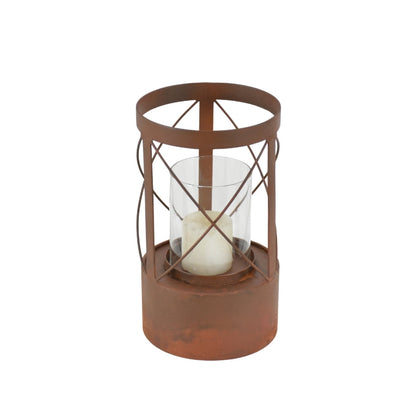 Rust Round Pillar Candle Holder 15x26cm