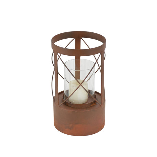 Rust Round Pillar Candle Holder 15x26cm