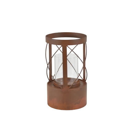 Rust Round Pillar Candle Holder 15x26cm