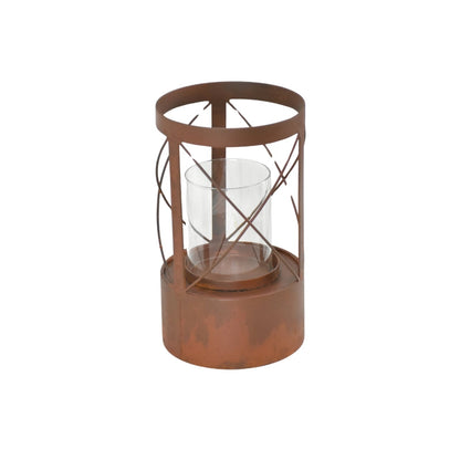 Rust Round Pillar Candle Holder 15x26cm