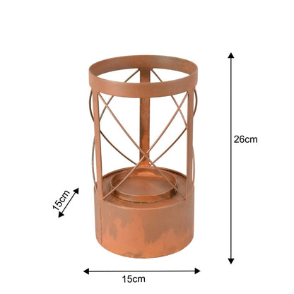 Rust Round Pillar Candle Holder 15x26cm