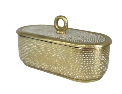 276D - Rectangle Box Gold White Spot  24X11X7Cm