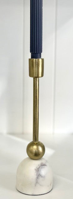 276G - Candlestick Gold & Marble Small 27.5Cm