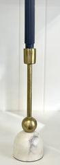 276H - Candlestick Gold & Marble Large 31.5Cm