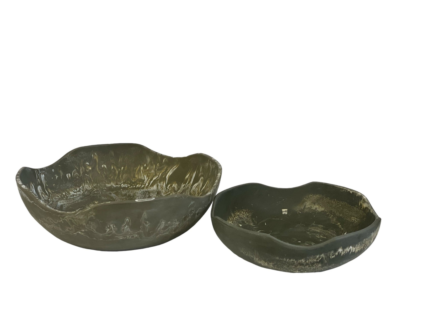 27R Khaki Marbled Salad Bowl Large 36Cm