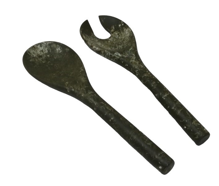 27T Khaki Marbled Salad Servers 26Cm