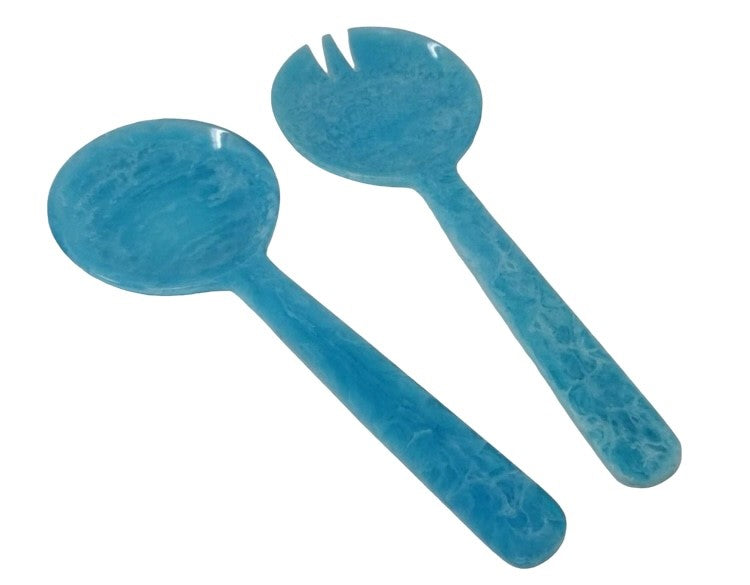 27N Marbled Blue Salad Servers