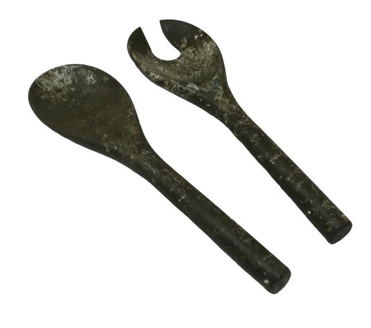 27T Khaki Marbled Salad Servers 26Cm