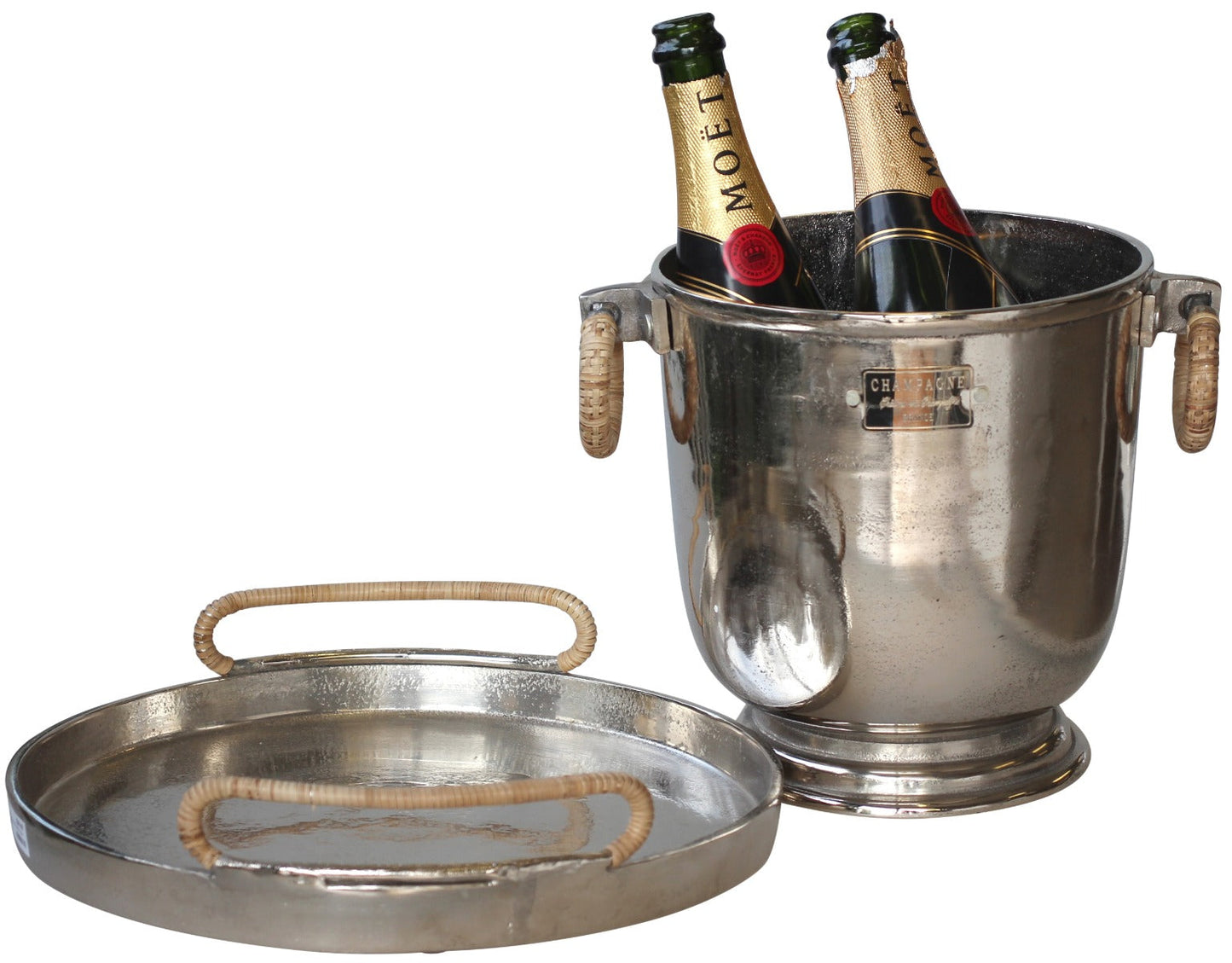 280Y - Raw Finish Single Bucket W/Rattan Handle