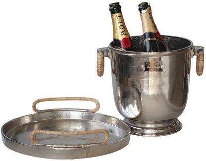 280Y - Raw Finish Single Bucket W/Rattan Handle