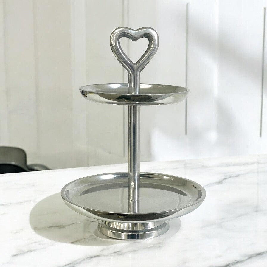 281T - Alumn 2 Tier Heart Petite Stand 20X15Cm