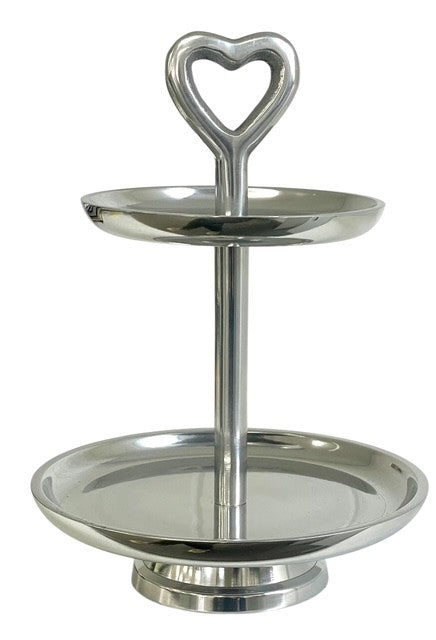 281T - Alumn 2 Tier Heart Petite Stand 20X15Cm