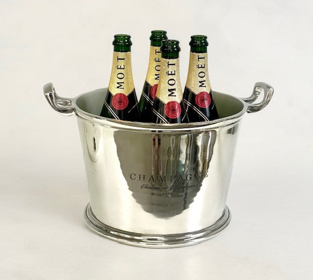 282G  Shiny Nickle Champagne Bucket W/Logo 39X20Cm