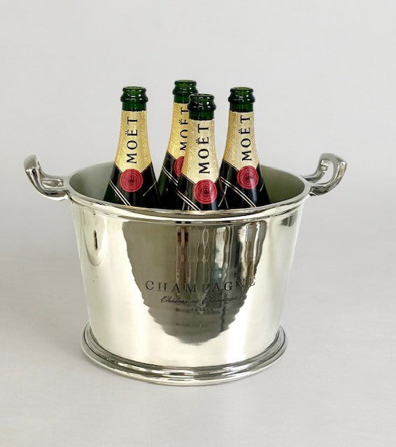 282G  Shiny Nickle Champagne Bucket W/Logo 39X20Cm
