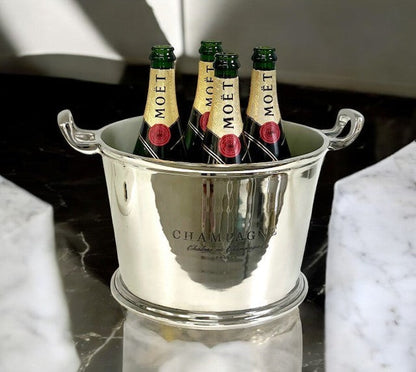 282G  Shiny Nickle Champagne Bucket W/Logo 39X20Cm