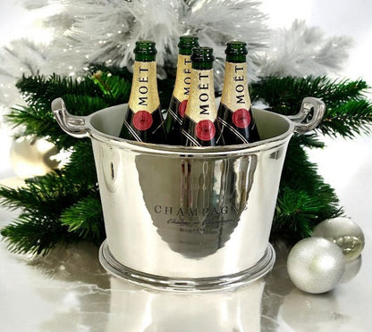 282G  Shiny Nickle Champagne Bucket W/Logo 39X20Cm