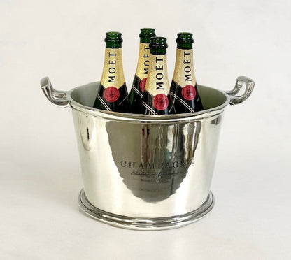 282G  Shiny Nickle Champagne Bucket W/Logo 39X20Cm