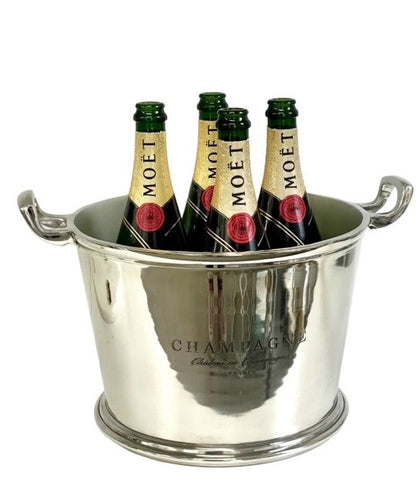 282G  Shiny Nickle Champagne Bucket W/Logo 39X20Cm