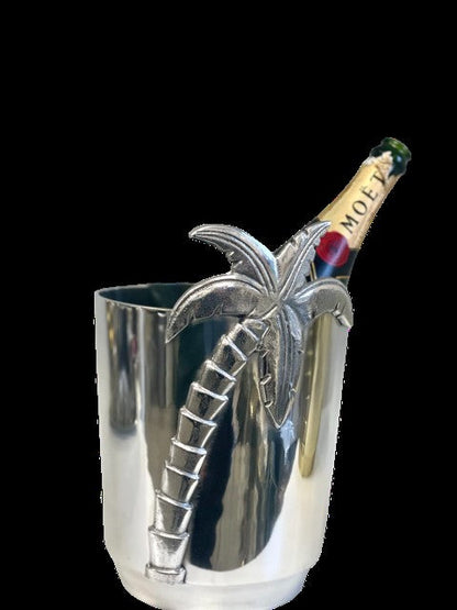 282D - Palm Tree Shiny Silver Bucket 20X29Cm