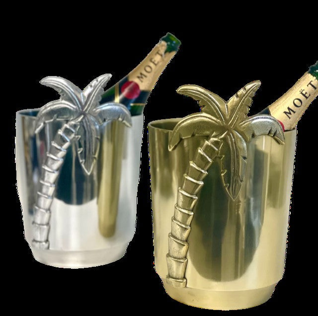 282D - Palm Tree Shiny Silver Bucket 20X29Cm