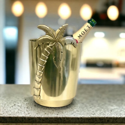 282E Palm Tree Gold Bucket 20X29Cm