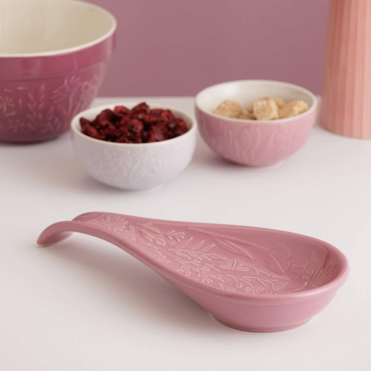 In The Meadow Pink Spoon Rest, 27 x 12 x 3.8cm