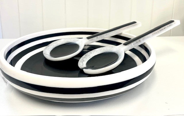 28K Porto Black & White Resin Bowl 34.5Cm