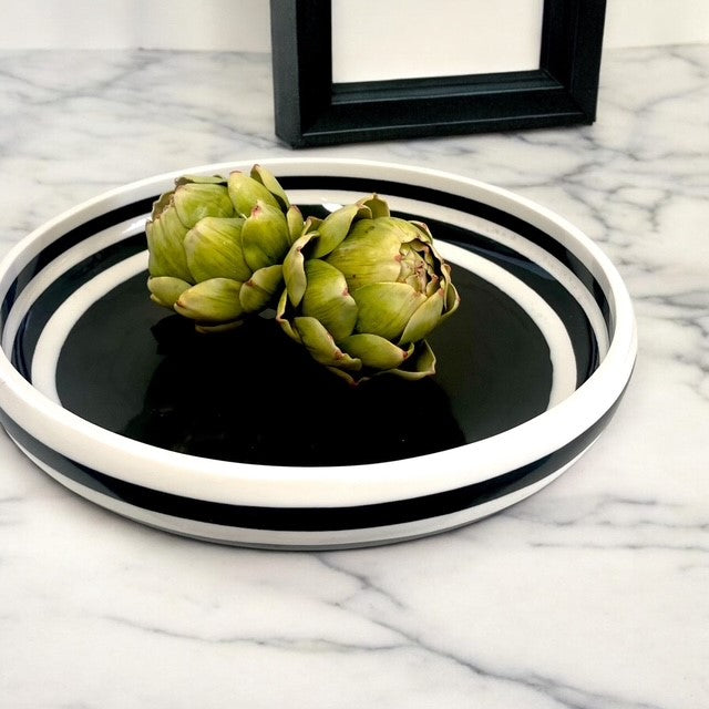 28K Porto Black & White Resin Bowl 34.5Cm