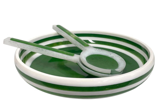 28M Porto Green & White Resin Bowl 34.5Cm